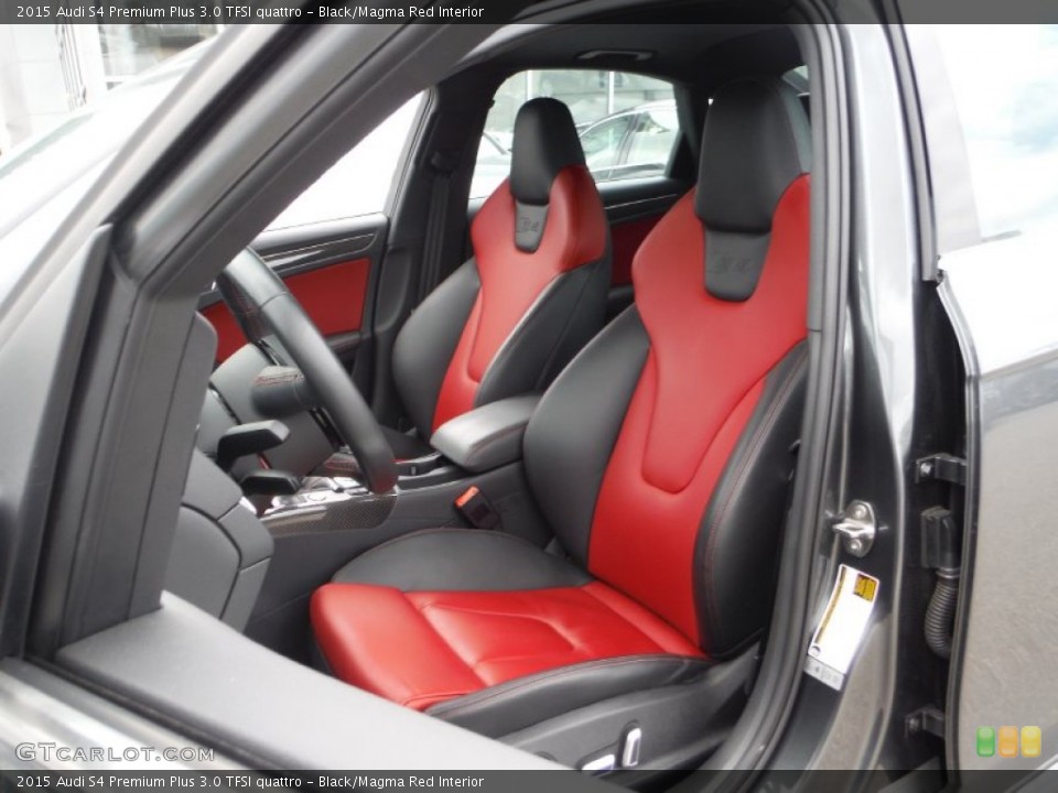 Black/Magma Red Interior Front Seat for the 2015 Audi S4 Premium Plus 3.0 TFSI quattro #105596100