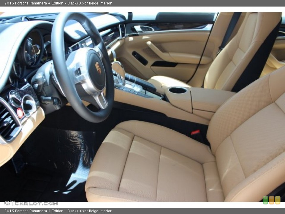 Black/Luxor Beige Interior Front Seat for the 2016 Porsche Panamera 4 Edition #105600633
