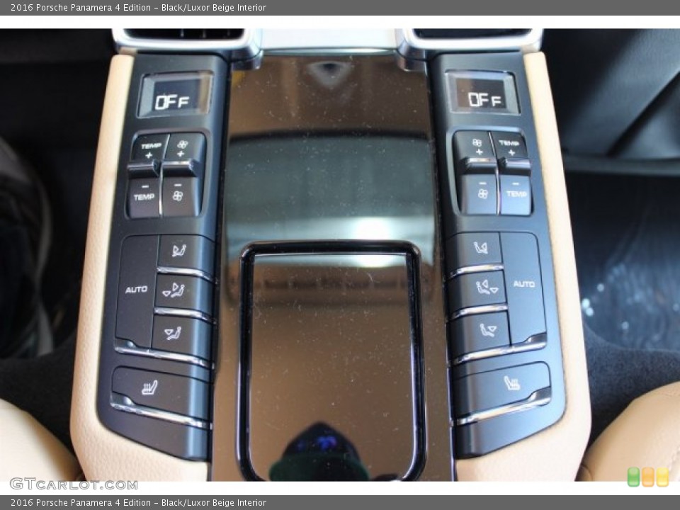 Black/Luxor Beige Interior Controls for the 2016 Porsche Panamera 4 Edition #105600915