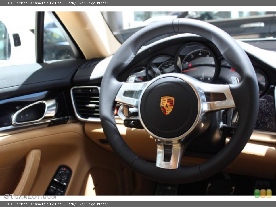 Black/Luxor Beige Interior Steering Wheel for the 2016 Porsche Panamera 4 Edition #105600939