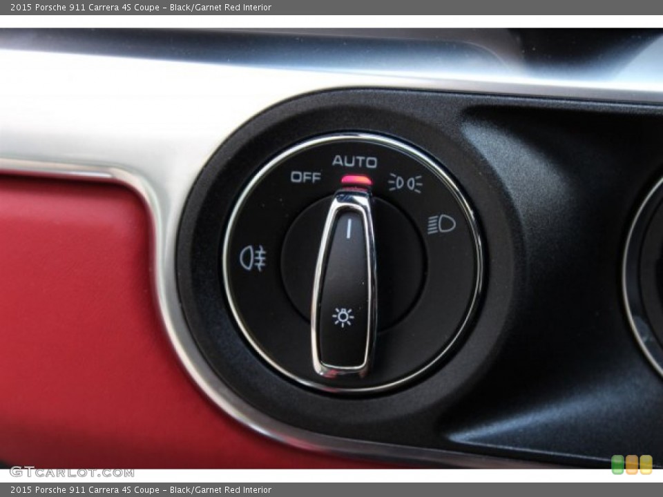 Black/Garnet Red Interior Controls for the 2015 Porsche 911 Carrera 4S Coupe #105696926
