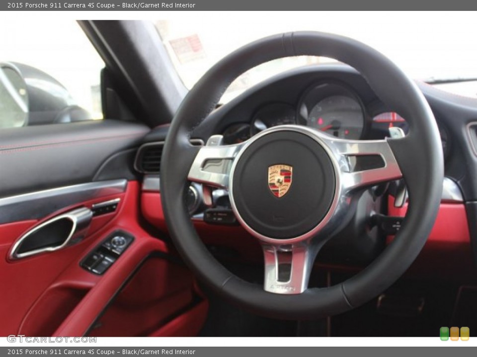Black/Garnet Red Interior Steering Wheel for the 2015 Porsche 911 Carrera 4S Coupe #105696995