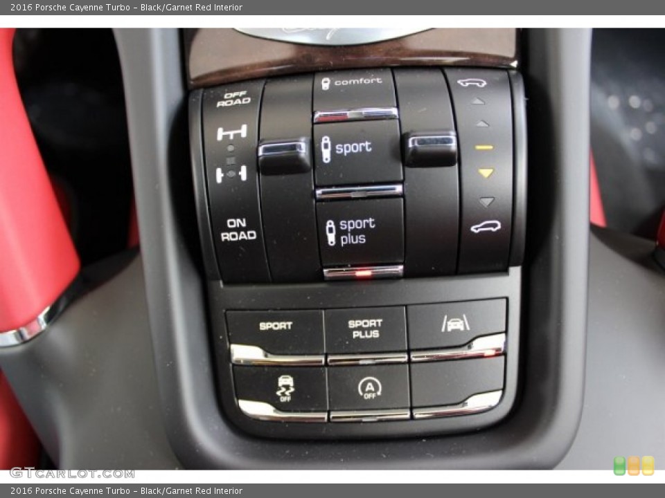 Black/Garnet Red Interior Controls for the 2016 Porsche Cayenne Turbo #105698387