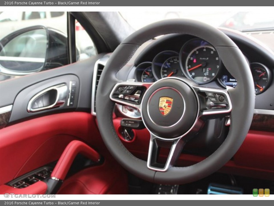 Black/Garnet Red Interior Steering Wheel for the 2016 Porsche Cayenne Turbo #105698508