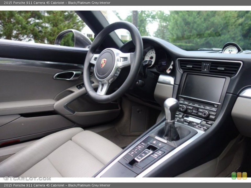 Black/Platinum Grey Interior Controls for the 2015 Porsche 911 Carrera 4S Cabriolet #105704509