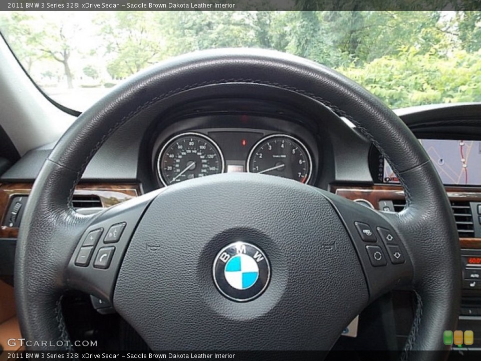Saddle Brown Dakota Leather Interior Steering Wheel for the 2011 BMW 3 Series 328i xDrive Sedan #105935143