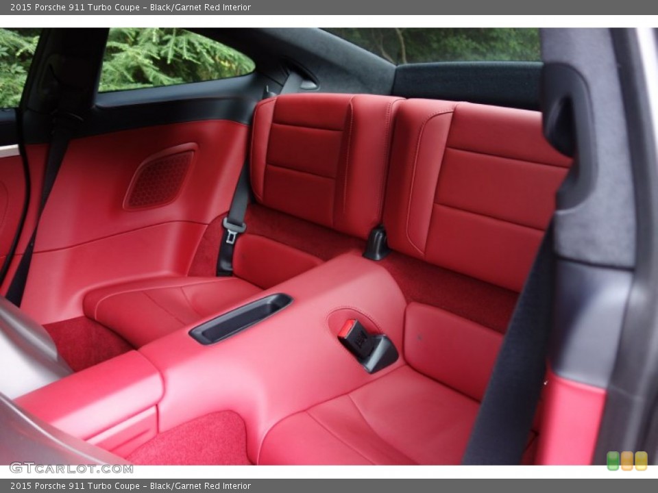 Black/Garnet Red Interior Rear Seat for the 2015 Porsche 911 Turbo Coupe #106028062