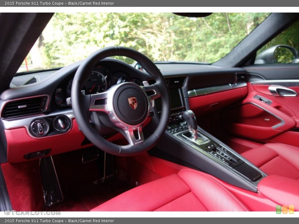 Black/Garnet Red Interior Prime Interior for the 2015 Porsche 911 Turbo Coupe #106028095