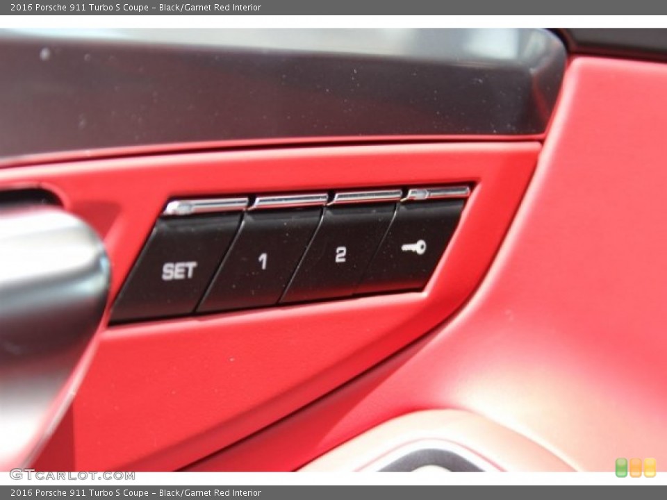 Black/Garnet Red Interior Controls for the 2016 Porsche 911 Turbo S Coupe #106068003