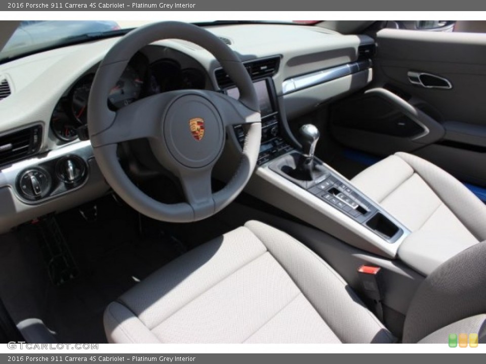 Platinum Grey Interior Prime Interior for the 2016 Porsche 911 Carrera 4S Cabriolet #106068470
