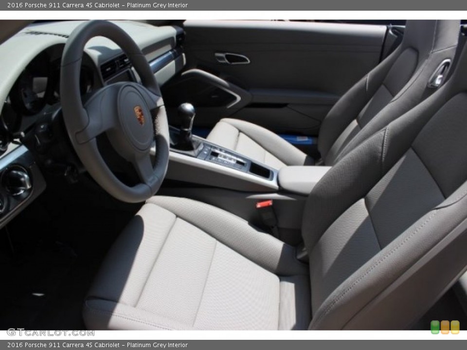 Platinum Grey Interior Front Seat for the 2016 Porsche 911 Carrera 4S Cabriolet #106068479