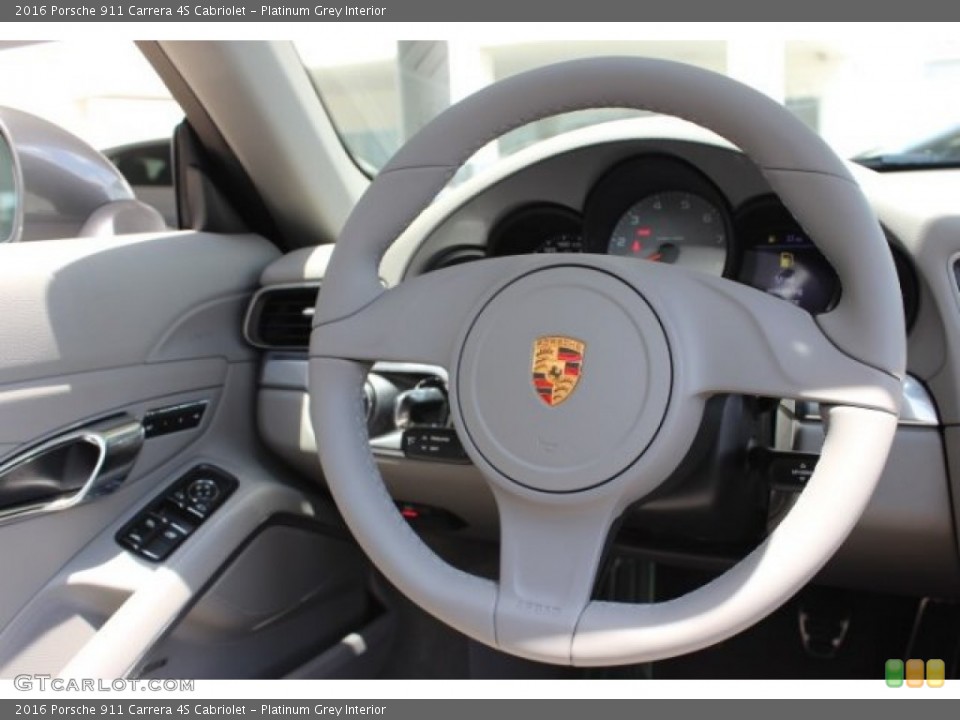 Platinum Grey Interior Steering Wheel for the 2016 Porsche 911 Carrera 4S Cabriolet #106068591