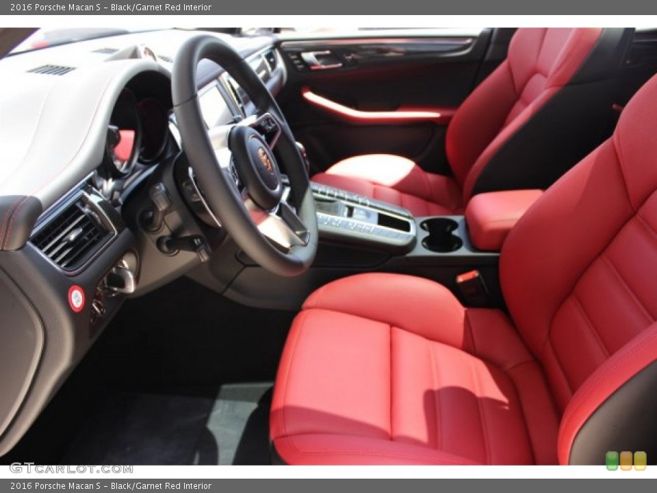 Black/Garnet Red Interior Front Seat for the 2016 Porsche Macan S #106068747