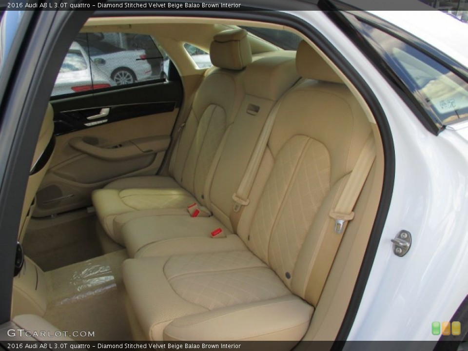 Diamond Stitched Velvet Beige Balao Brown Interior Rear Seat for the 2016 Audi A8 L 3.0T quattro #106129810