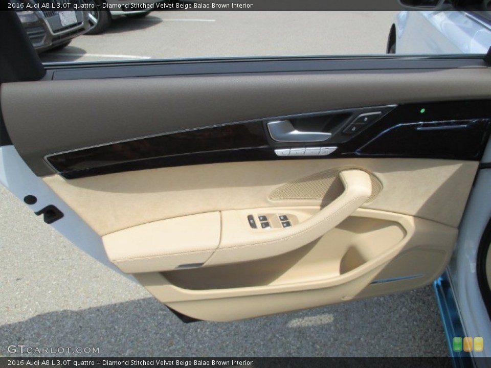 Diamond Stitched Velvet Beige Balao Brown Interior Door Panel for the 2016 Audi A8 L 3.0T quattro #106129825