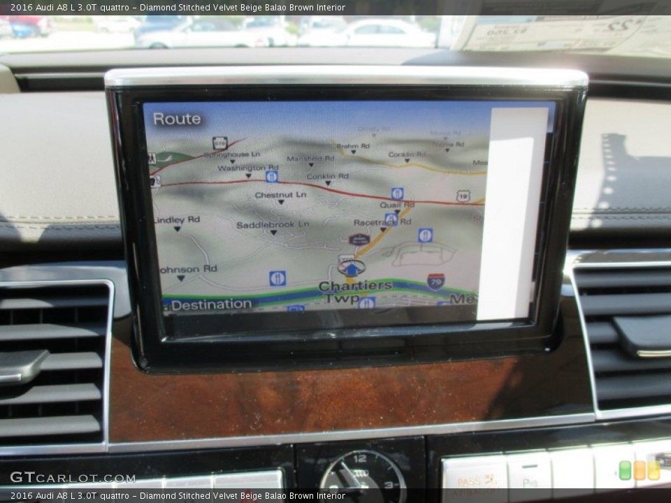 Diamond Stitched Velvet Beige Balao Brown Interior Navigation for the 2016 Audi A8 L 3.0T quattro #106130044