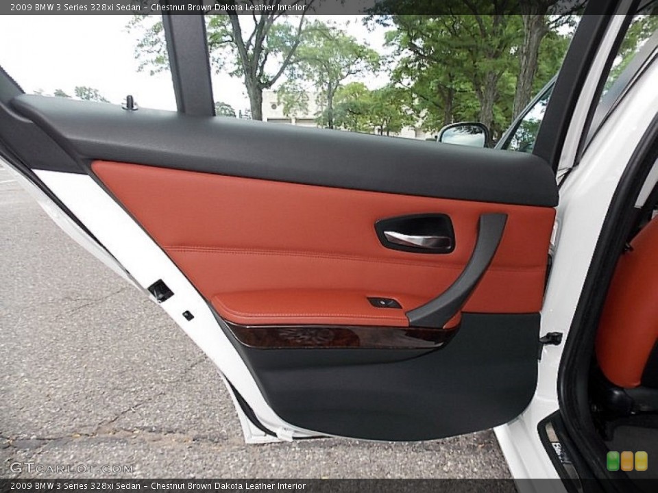 Chestnut Brown Dakota Leather Interior Door Panel for the 2009 BMW 3 Series 328xi Sedan #106257939