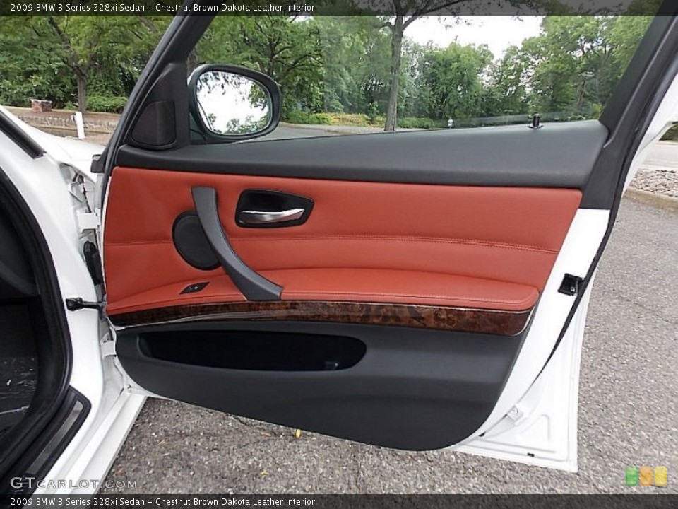 Chestnut Brown Dakota Leather Interior Door Panel for the 2009 BMW 3 Series 328xi Sedan #106258017