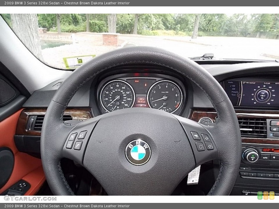 Chestnut Brown Dakota Leather Interior Steering Wheel for the 2009 BMW 3 Series 328xi Sedan #106258263
