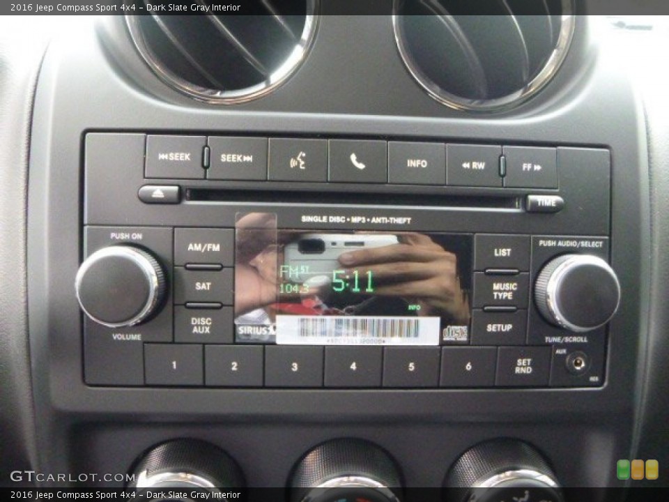 Dark Slate Gray Interior Controls for the 2016 Jeep Compass Sport 4x4 #106270631