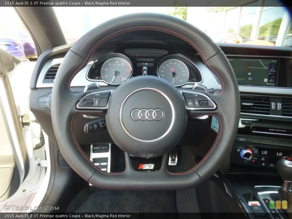 Black/Magma Red Interior Steering Wheel for the 2015 Audi S5 3.0T Prestige quattro Coupe #106328039