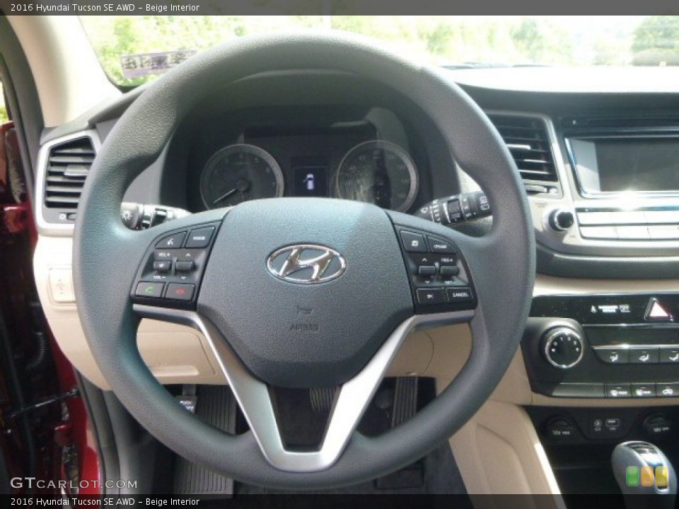 Beige Interior Steering Wheel for the 2016 Hyundai Tucson SE AWD #106329879