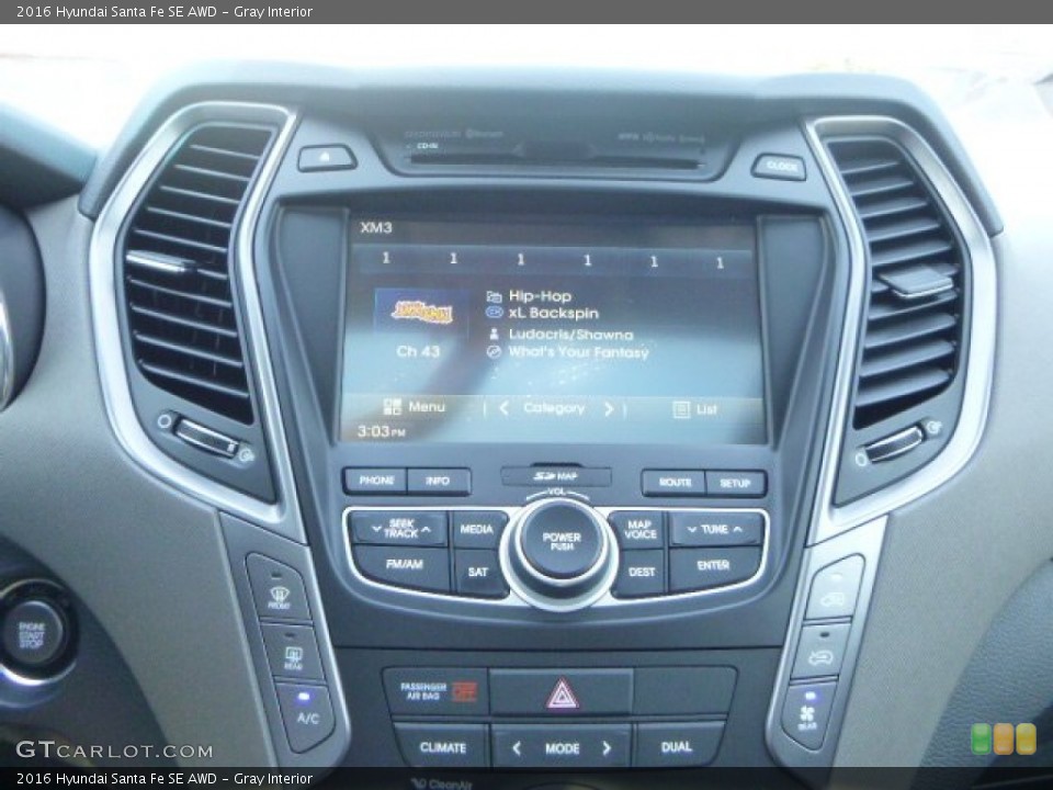 Gray Interior Controls for the 2016 Hyundai Santa Fe SE AWD #106416825