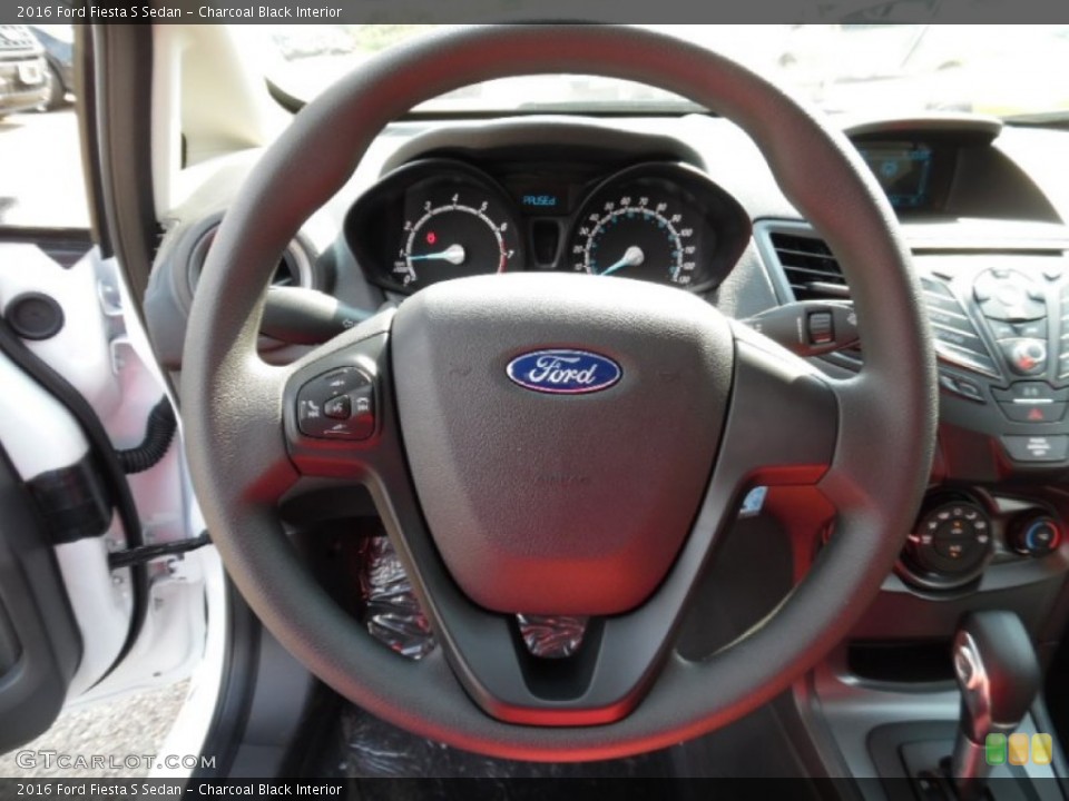 Charcoal Black Interior Steering Wheel for the 2016 Ford Fiesta S Sedan #106440621
