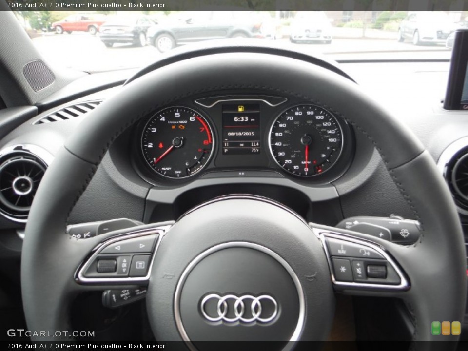 Black Interior Steering Wheel for the 2016 Audi A3 2.0 Premium Plus quattro #106448575