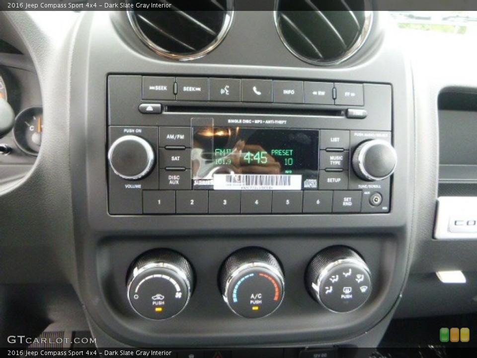 Dark Slate Gray Interior Controls for the 2016 Jeep Compass Sport 4x4 #106487047