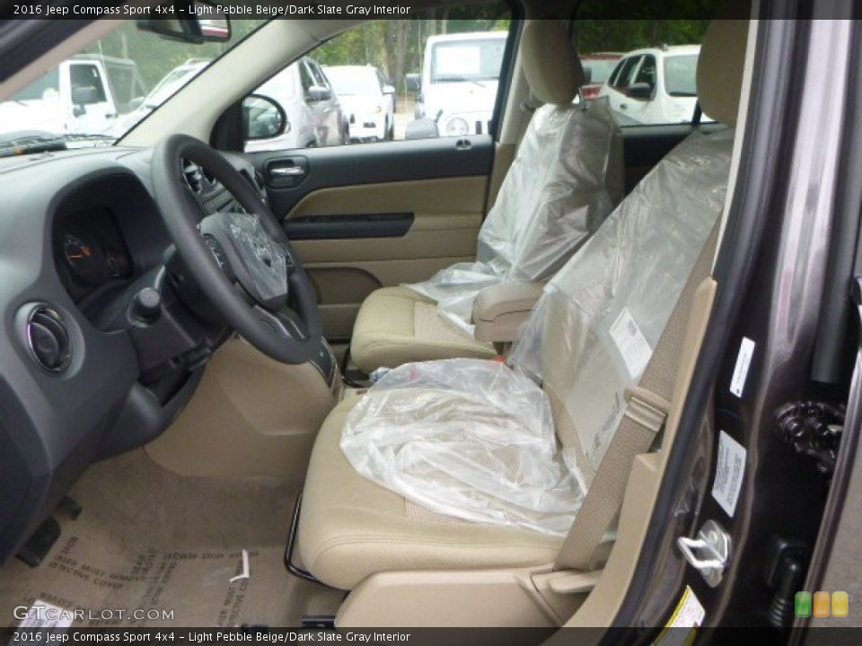Light Pebble Beige/Dark Slate Gray Interior Front Seat for the 2016 Jeep Compass Sport 4x4 #106487470