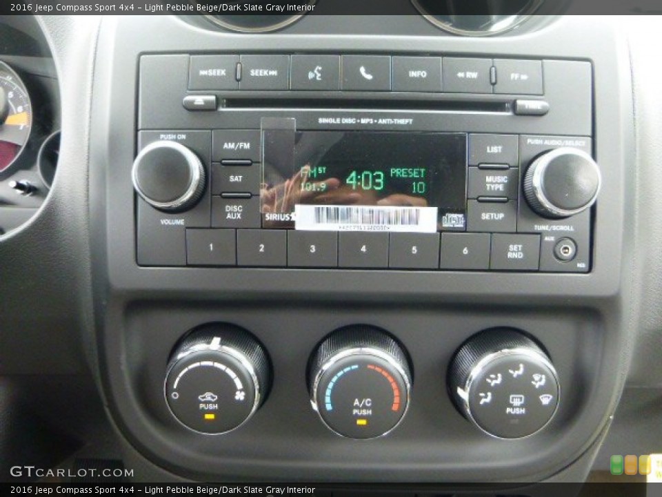 Light Pebble Beige/Dark Slate Gray Interior Controls for the 2016 Jeep Compass Sport 4x4 #106487539