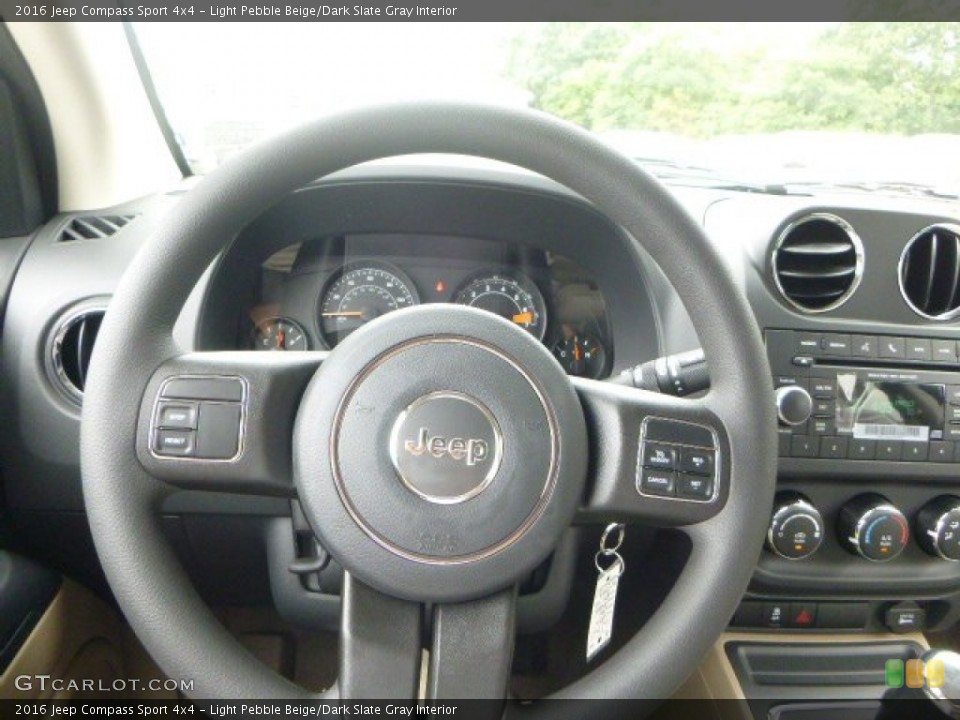 Light Pebble Beige/Dark Slate Gray Interior Steering Wheel for the 2016 Jeep Compass Sport 4x4 #106487563