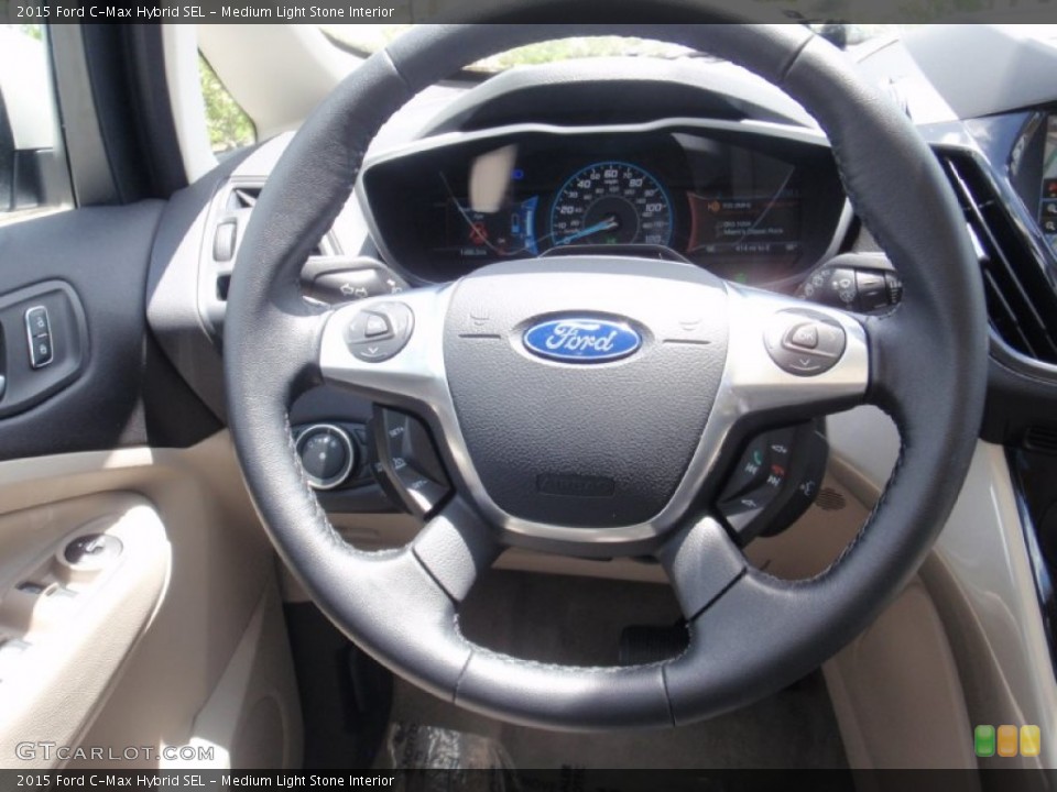 Medium Light Stone Interior Steering Wheel for the 2015 Ford C-Max Hybrid SEL #106518397
