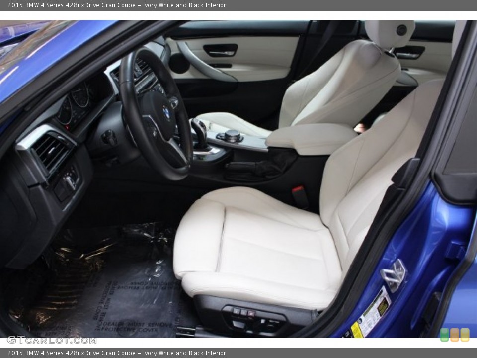 Ivory White and Black Interior Front Seat for the 2015 BMW 4 Series 428i xDrive Gran Coupe #106536823