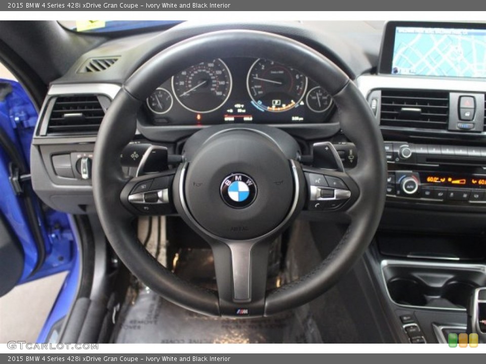 Ivory White and Black Interior Steering Wheel for the 2015 BMW 4 Series 428i xDrive Gran Coupe #106536946
