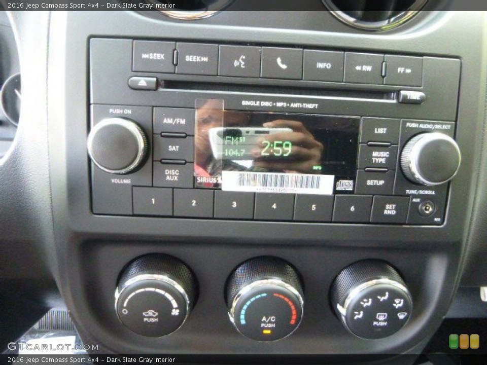 Dark Slate Gray Interior Controls for the 2016 Jeep Compass Sport 4x4 #106560511