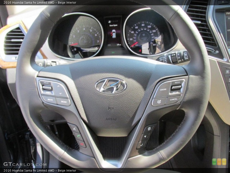 Beige Interior Steering Wheel for the 2016 Hyundai Santa Fe Limited AWD #106611170