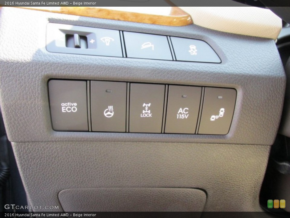 Beige Interior Controls for the 2016 Hyundai Santa Fe Limited AWD #106611194