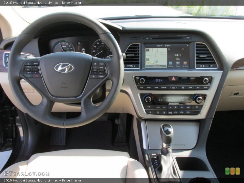 Beige Interior Dashboard for the 2016 Hyundai Sonata Hybrid Limited #106614781