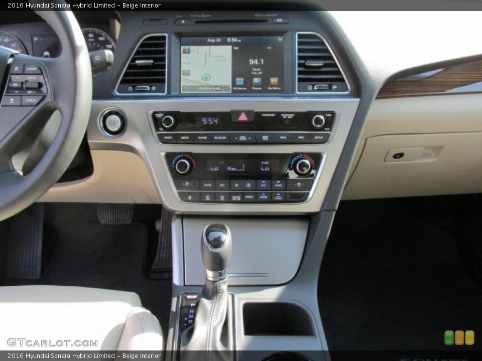 Beige Interior Controls for the 2016 Hyundai Sonata Hybrid Limited #106614802