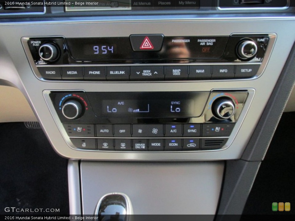 Beige Interior Controls for the 2016 Hyundai Sonata Hybrid Limited #106614833