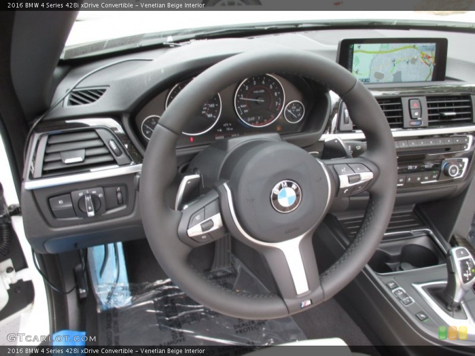 Venetian Beige Interior Steering Wheel for the 2016 BMW 4 Series 428i xDrive Convertible #106625983