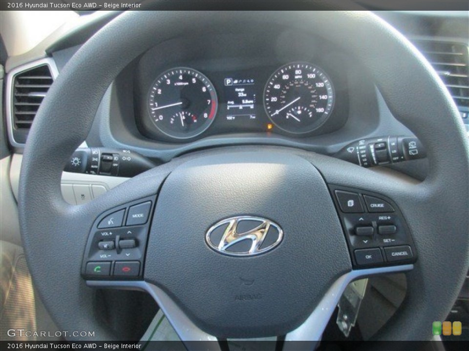 Beige Interior Steering Wheel for the 2016 Hyundai Tucson Eco AWD #106630543