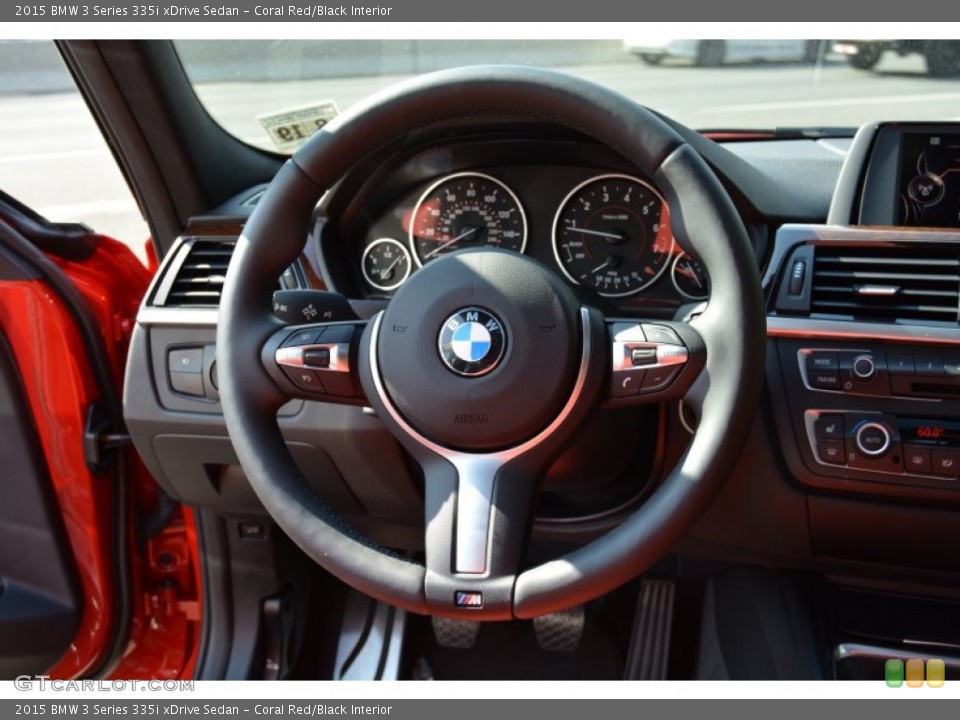 Coral Red/Black Interior Steering Wheel for the 2015 BMW 3 Series 335i xDrive Sedan #106640335