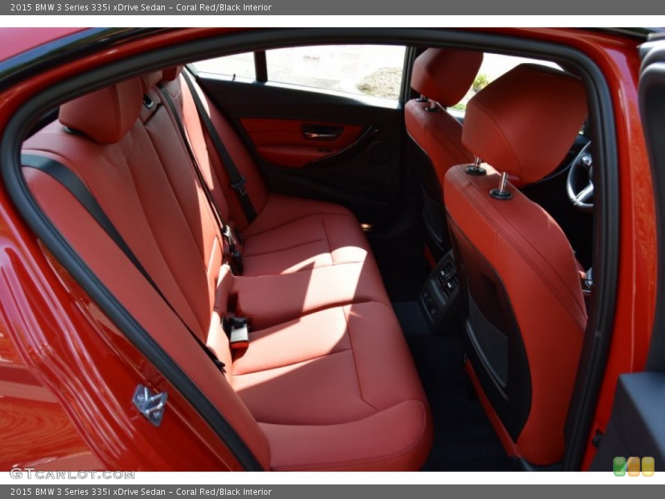 Coral Red/Black Interior Rear Seat for the 2015 BMW 3 Series 335i xDrive Sedan #106640464