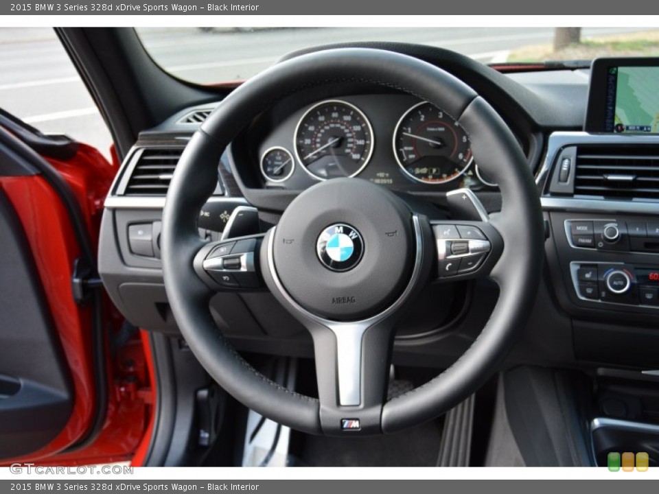 Black Interior Steering Wheel for the 2015 BMW 3 Series 328d xDrive Sports Wagon #106640917