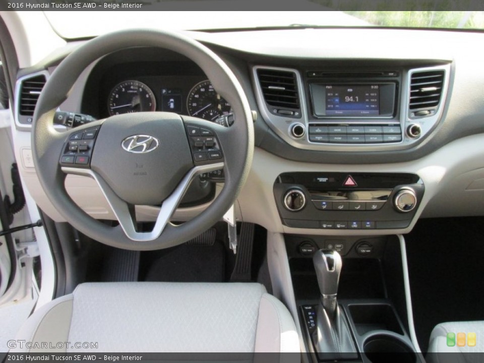Beige Interior Dashboard for the 2016 Hyundai Tucson SE AWD #106645924
