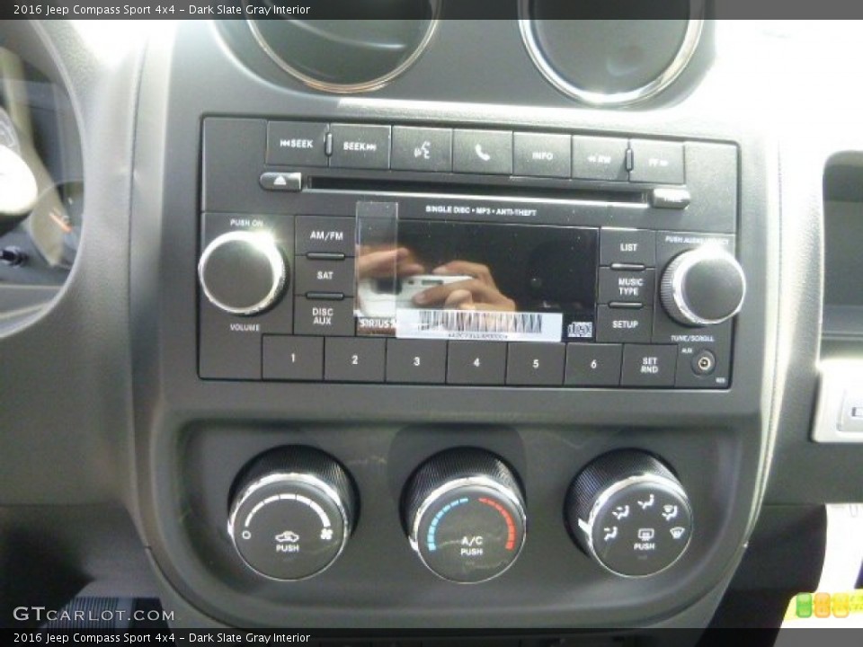 Dark Slate Gray Interior Controls for the 2016 Jeep Compass Sport 4x4 #106661828