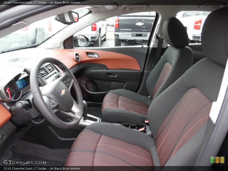 Jet Black/Brick Interior Front Seat for the 2016 Chevrolet Sonic LT Sedan #106671599